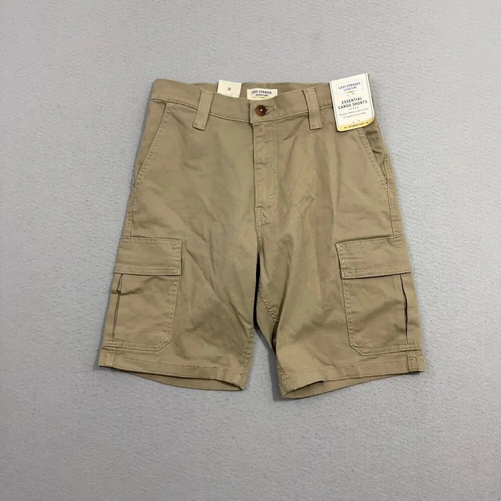 Signature by Levi Strauss Essential Cargo Shorts Men's 30 Tan Ultimate Flex NWT